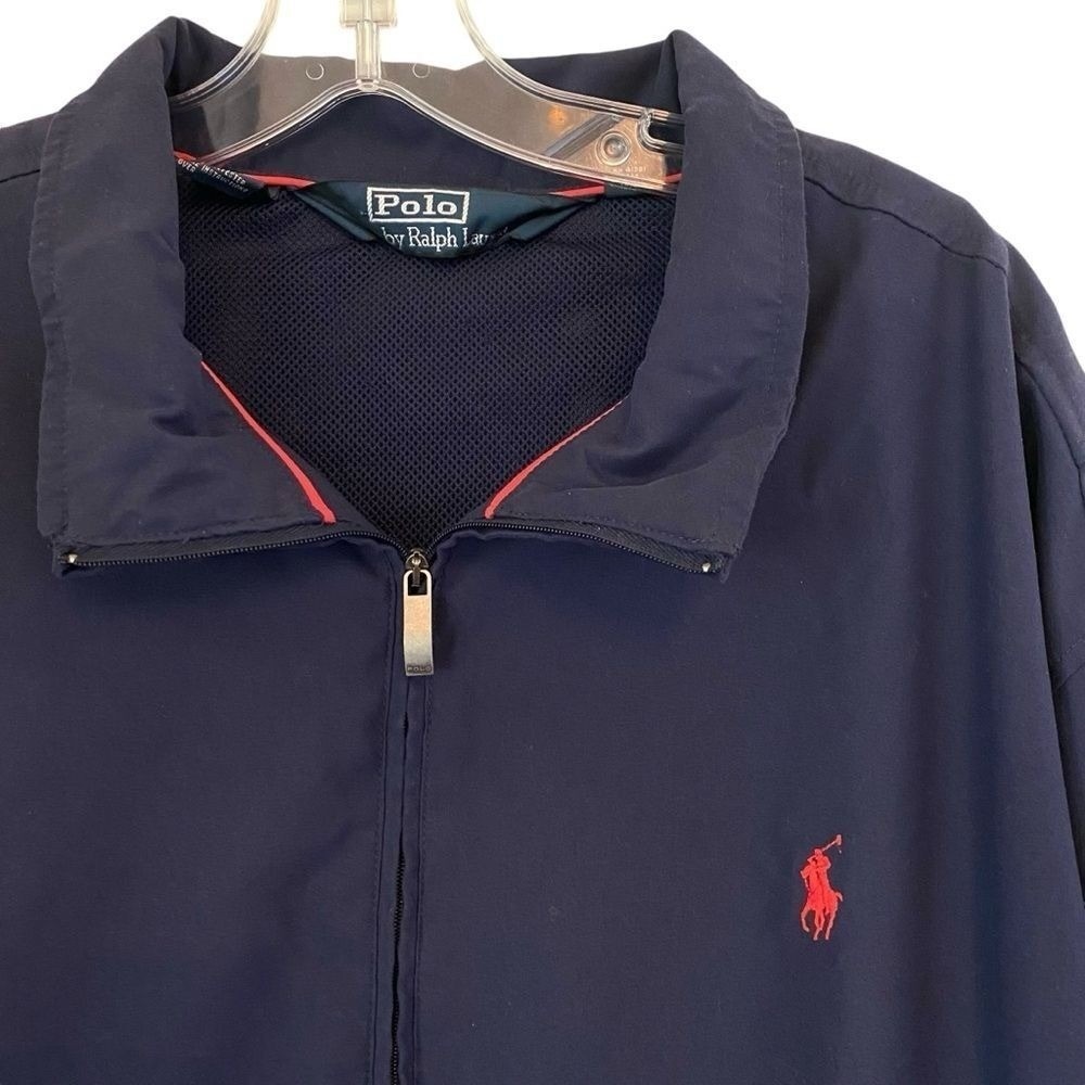 Polo Ralph Lauren 1/2 Zip Windbreaker XXL Blue Golf Lined Jacket VTG Softshell